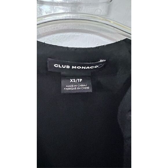 Club Monaco Black Silk Blouse Tiny Polka Dots Womens SZ XS - Picture 4 of 9